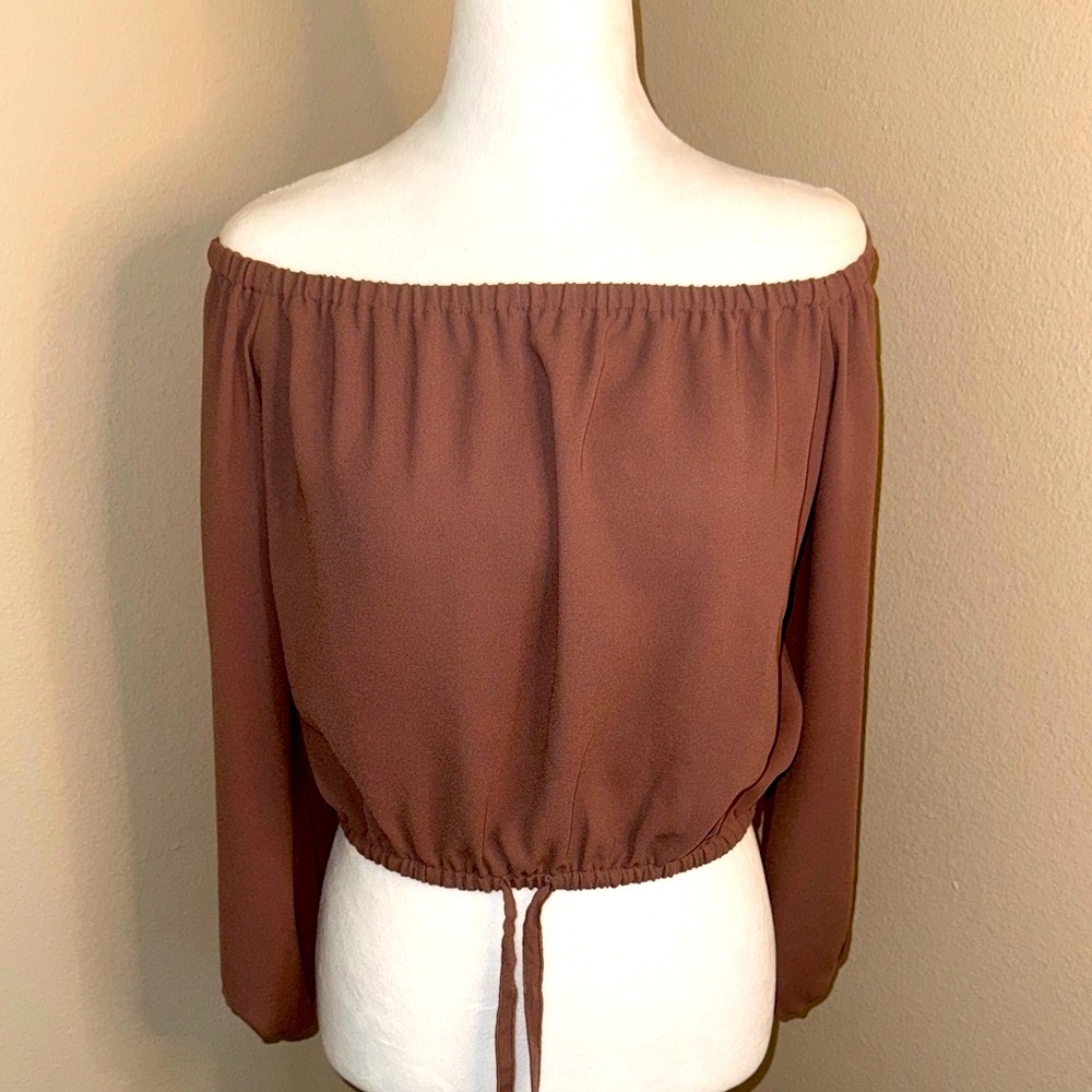 Wilfred Cocoa Off-Shoulder Blouse